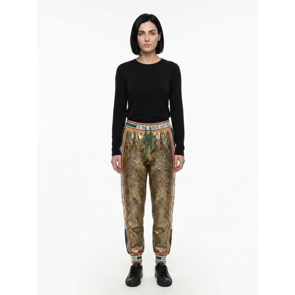 Dolce & Gabbana Gold Metallic Fibre Casual Women's Pants